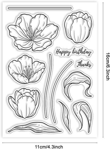 GLOBLELAND Lilac Flower Clear Stamps Lilac Bouquet Butterfly Silicone Clear Stamp Seals Leaves Transparent Stamps for DIY Scrapbooking Cards Making Photo Album Journal in Kuwait