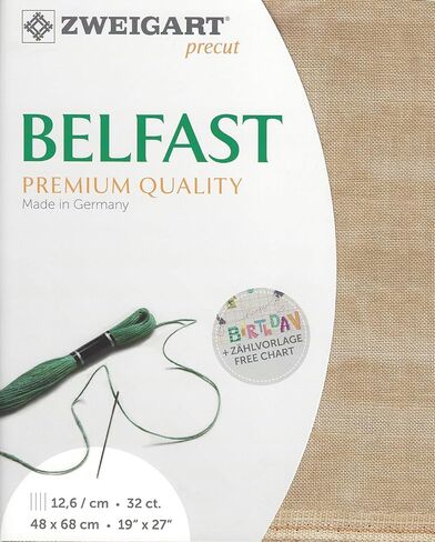 Precut Zweigart Belfast 32 Count Blue Spruce/French Blue 3609/578. قماش الإبرة ، ونسيج غرزة متقاطعة ، قماش تطريز 100 ٪ من الكتان in Kuwait
