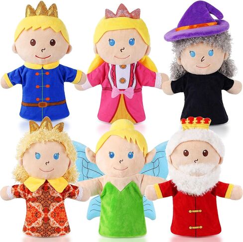 6 Pcs Family Hand Puppets 12 Inch Grandparents, Mom & Dad, Brother & Sister Plush Hand Puppet Toys Role-Play Toy Puppets for Kids Storytelling Imaginative Pretend Play Teaching Preschool(6 Family A) in Kuwait