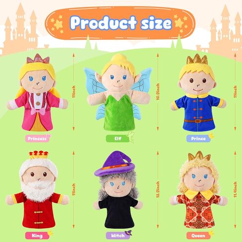 6 Pcs Family Hand Puppets 12 Inch Grandparents, Mom & Dad, Brother & Sister Plush Hand Puppet Toys Role-Play Toy Puppets for Kids Storytelling Imaginative Pretend Play Teaching Preschool(6 Family A) in Kuwait