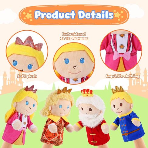 6 Pcs Family Hand Puppets 12 Inch Grandparents, Mom & Dad, Brother & Sister Plush Hand Puppet Toys Role-Play Toy Puppets for Kids Storytelling Imaginative Pretend Play Teaching Preschool(6 Family A) in Kuwait