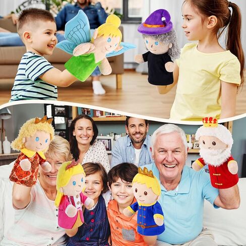 6 Pcs Family Hand Puppets 12 Inch Grandparents, Mom & Dad, Brother & Sister Plush Hand Puppet Toys Role-Play Toy Puppets for Kids Storytelling Imaginative Pretend Play Teaching Preschool(6 Family A) in Kuwait