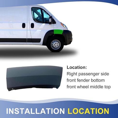 Front Door Fender Flare Molding Trim Upper Front Wheel Arch Molding Panel Compatible with Ram Promaster 1500 2500 3500 Cargo Van 4 Door 2019 2020 2021 2022 2023 2024 (Front Left) in Kuwait