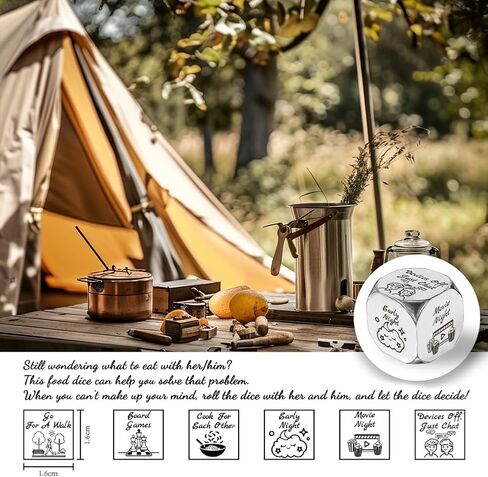 UNICRAFTALE 1Set Weekday Workday Activities Decision Dice Stainless Steel Anniversary Date Night Dice Funny Christmas Birthday Gift for Husband Wife Friend in Kuwait