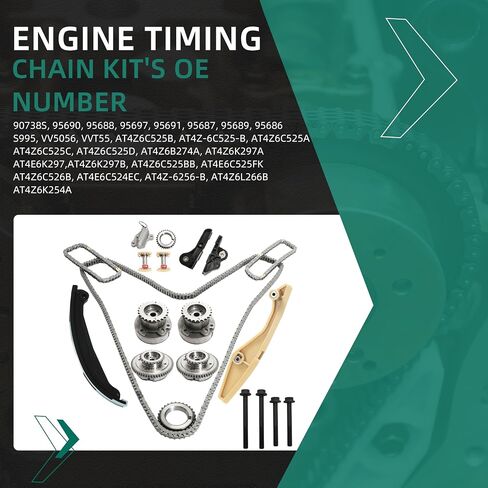 9-0738SAVVT1 مجموعة توقيت مجموعة سلسلة توقيت مع 2 pcs vvt Sprockets و 4 pcs VVT الملفات الملفات ، متوافقة مع Ford F-150 V6 3.5L 2011-2013#OE AT4Z6256B ، AT4Z6C525D ، AT4Z6268B ، AT4Z6268A ، AT4Z6K254A in Kuwait