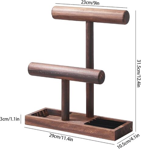 ByKen Multi-Functional Necklace Holder,Bracelet Holder,Jewelry Organizer Stand with Earrings Rings Tray,Jewelry Holder for Scrunchie Watches Detachable(Black Velvet) in Kuwait