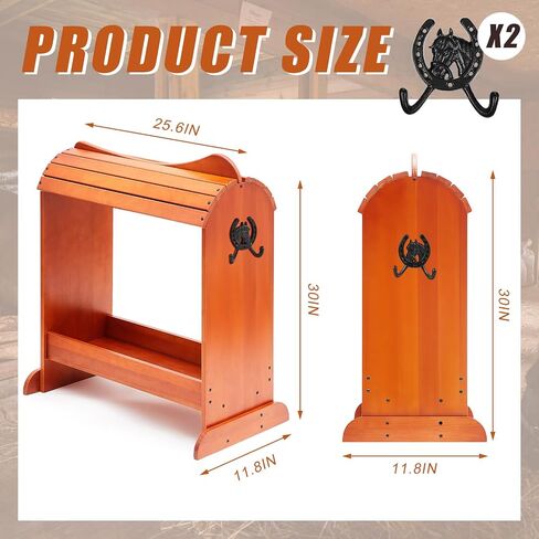 Pine Wood Saddle Rack Horse Saddle Rack Stand for Western Saddles and Horse Tack Organizers Heavy Duty Horse Saddle Tack Storage Accessories with 2 Hooks in Saudi Arabia