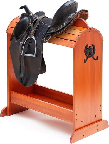 Pine Wood Saddle Rack Horse Saddle Rack Stand for Western Saddles and Horse Tack Organizers Heavy Duty Horse Saddle Tack Storage Accessories with 2 Hooks in Saudi Arabia