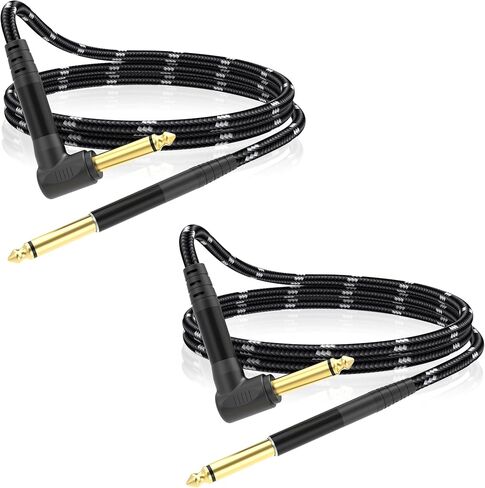 1/4 Inch TS Instrument Cable 3.3ft 2-Pack, Right-Angled to Straight 6.35mm Guitar Bass AMP Cord, Mono Audio Line for Electric Guitar, Bass, Keyboard, Amplifier, Speaker in Saudi Arabia