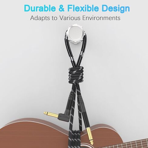 1/4 Inch TS Instrument Cable 3.3ft 2-Pack, Right-Angled to Straight 6.35mm Guitar Bass AMP Cord, Mono Audio Line for Electric Guitar, Bass, Keyboard, Amplifier, Speaker in Saudi Arabia