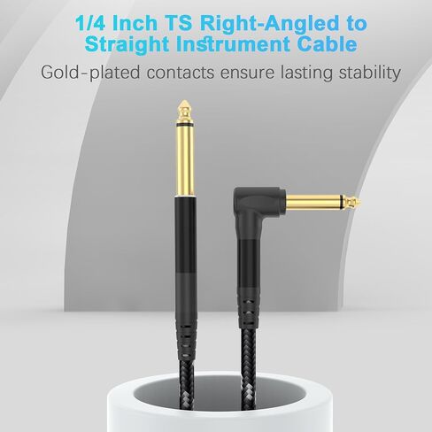 1/4 Inch TS Instrument Cable 3.3ft 2-Pack, Right-Angled to Straight 6.35mm Guitar Bass AMP Cord, Mono Audio Line for Electric Guitar, Bass, Keyboard, Amplifier, Speaker in Saudi Arabia