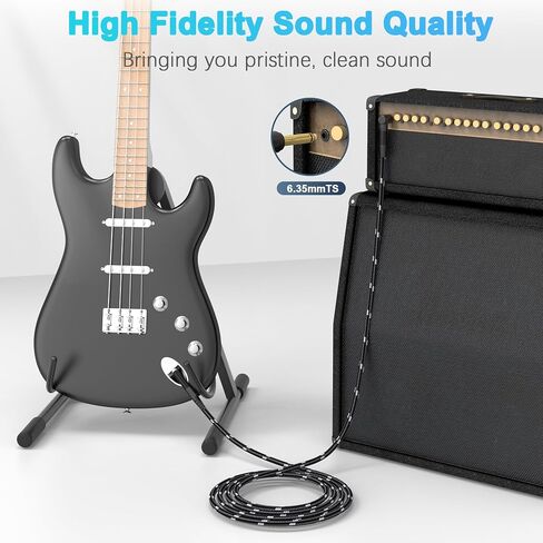 1/4 Inch TS Instrument Cable 3.3ft 2-Pack, Right-Angled to Straight 6.35mm Guitar Bass AMP Cord, Mono Audio Line for Electric Guitar, Bass, Keyboard, Amplifier, Speaker in Saudi Arabia