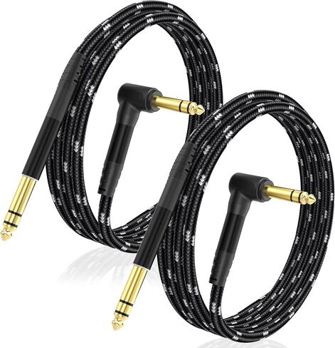 1/4 Inch TS Instrument Cable 3.3ft 2-Pack, Right-Angled to Straight 6.35mm Guitar Bass AMP Cord, Mono Audio Line for Electric Guitar, Bass, Keyboard, Amplifier, Speaker in Saudi Arabia