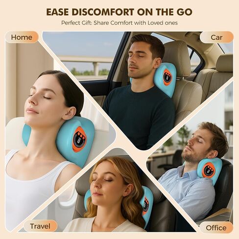 Neck Massager 2025 Portable Neck Traction Device, Cervical Stretcher with Heating & Vibration – Relieve Muscle Tension, 3-in-1neck Pillow Customizable Massage Modes with Wireless Remote Control in Saudi Arabia