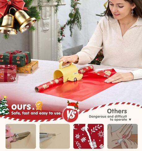 Wrapping Paper Cutter with 3 Replaceable Blades, Slider Wrap Cutter for Gift Wrapping Accessories, Gift Wrap Cutter Tool for Holiday Birthday Christmas Gift Wrapping Women Men in Saudi Arabia