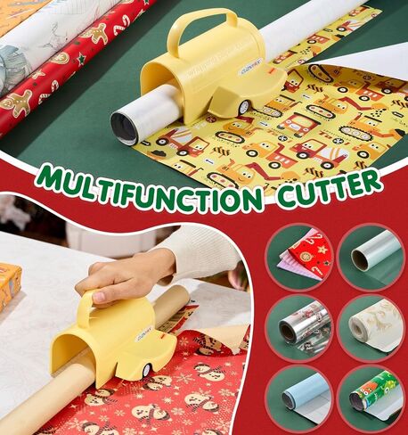 Wrapping Paper Cutter with 3 Replaceable Blades, Slider Wrap Cutter for Gift Wrapping Accessories, Gift Wrap Cutter Tool for Holiday Birthday Christmas Gift Wrapping Women Men in Saudi Arabia