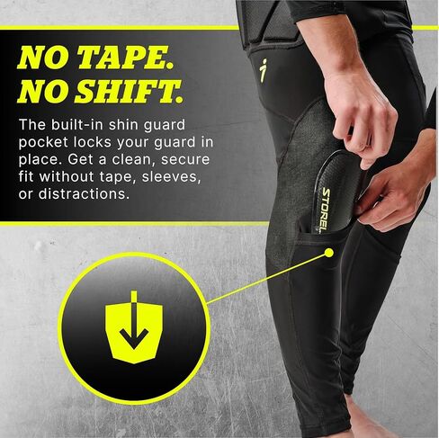 Storelli BodyShield Goalkeeper Leggings 3, High-Impact Protection, Sweat-Wicking, UV-Resistant Athletic Bottoms for Soccer & Heavy-Duty Sports | Black | Medium in Kuwait