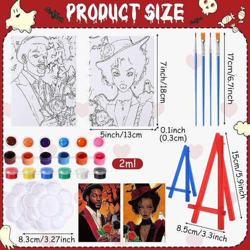 Blosssound 2 Pack Pack Fulles Preghed Canvas مجموعات 5 "× 7" عيد الحب مسبقات الطلاء اللوحة الطلاء واللوازم الحفلات SIP لمجموعة DIY Date Night Painting للأزواج (زوجين أنيقين) in Kuwait