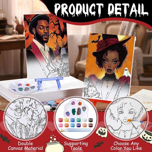 Blosssound 2 Pack Pack Fulles Preghed Canvas مجموعات 5 "× 7" عيد الحب مسبقات الطلاء اللوحة الطلاء واللوازم الحفلات SIP لمجموعة DIY Date Night Painting للأزواج (زوجين أنيقين) in Kuwait