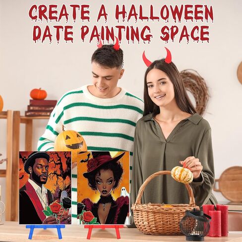 Blosssound 2 Pack Pack Fulles Preghed Canvas مجموعات 5 "× 7" عيد الحب مسبقات الطلاء اللوحة الطلاء واللوازم الحفلات SIP لمجموعة DIY Date Night Painting للأزواج (زوجين أنيقين) in Kuwait