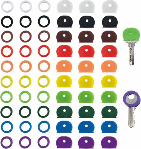 60 Pieces Key Color Covers Plastic Key Color Identifiers 3 Styles 10 Assorted Colors Key Toppers for House Keys Organization Key Identifier Rings in Saudi Arabia