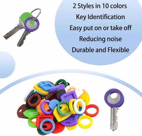 60 Pieces Key Color Covers Plastic Key Color Identifiers 3 Styles 10 Assorted Colors Key Toppers for House Keys Organization Key Identifier Rings in Saudi Arabia