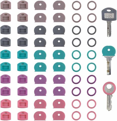 60 Pieces Key Color Covers Plastic Key Color Identifiers 3 Styles 10 Assorted Colors Key Toppers for House Keys Organization Key Identifier Rings in Saudi Arabia