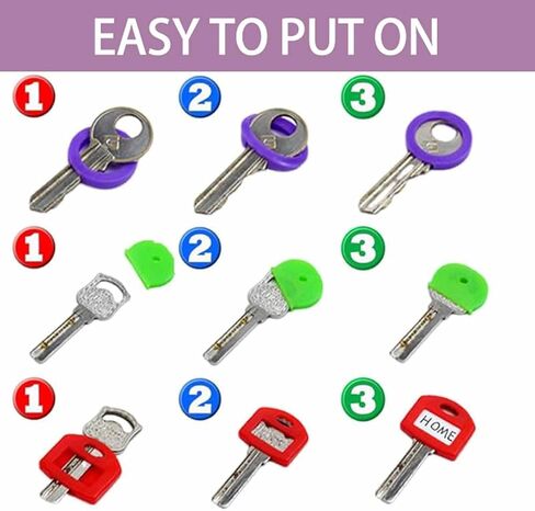 60 Pieces Key Color Covers Plastic Key Color Identifiers 3 Styles 10 Assorted Colors Key Toppers for House Keys Organization Key Identifier Rings in Saudi Arabia