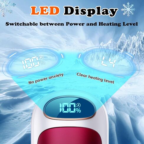 جهاز تدفئة اليد قابل لإعادة الشحن، عبوتان، شاشة LED و4 مستويات، سخان يدوي كهربائي رفيع للغاية، سخان جيب USB محمول يناسب القفازات لأساسيات الصيد، والتخييم، ورينود، وهدايا للرجال والنساء in Kuwait