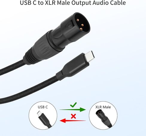 كابل ذكر USB-C إلى XLR بطول 6.6 أقدام، وكابل محول USB-C إلى XLR ذكر لمكبرات الصوت النشطة والخلاطات ومضخمات الطاقة ومعدات الصوت الاحترافية in Kuwait