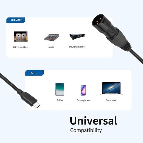 كابل ذكر USB-C إلى XLR بطول 6.6 أقدام، وكابل محول USB-C إلى XLR ذكر لمكبرات الصوت النشطة والخلاطات ومضخمات الطاقة ومعدات الصوت الاحترافية in Kuwait