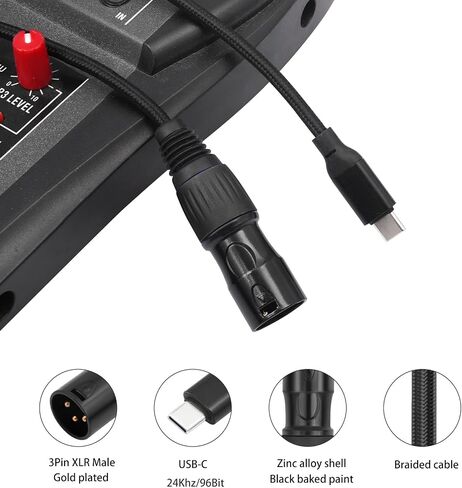 كابل ذكر USB-C إلى XLR بطول 6.6 أقدام، وكابل محول USB-C إلى XLR ذكر لمكبرات الصوت النشطة والخلاطات ومضخمات الطاقة ومعدات الصوت الاحترافية in Kuwait
