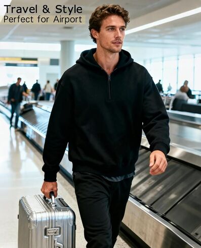 رجال هوديي ربع الرمز البريدي للبلوزات الصوف هوديز الصوف غير الرسمي قميص عرق مقلع للأكمام الرياضية الطويلة للرجال in Kuwait