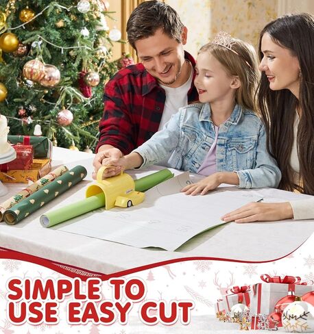 Wrapping Paper Roll Cutter Tool with 3 PCS Replaceable Blade Kit Gift Wrap Cutter for Christmas and Birthday Wrapping Paper Cutter Slider Paper Roll Cutter Holder Tube Slicing in Saudi Arabia