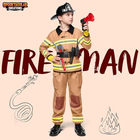 Spooktacular Creations Halloween Boys Fireman Costume, Firefighter Costume for Kids, Toddler Fireman Costume Set for DressUp in Saudi Arabia