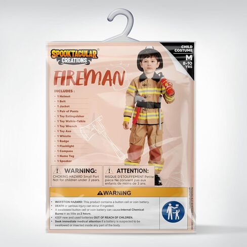 Spooktacular Creations Halloween Boys Fireman Costume, Firefighter Costume for Kids, Toddler Fireman Costume Set for DressUp in Saudi Arabia