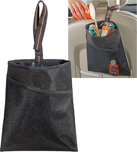 High Road Hanging Car Trash Bag with Waterproof Leakproof Liner, Storage Pocket and Adjustable Strap to Hang in The Front or Back Seat - Southwest in Kuwait
