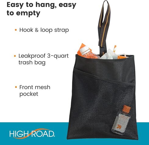 High Road Hanging Car Trash Bag with Waterproof Leakproof Liner, Storage Pocket and Adjustable Strap to Hang in The Front or Back Seat - Southwest in Kuwait