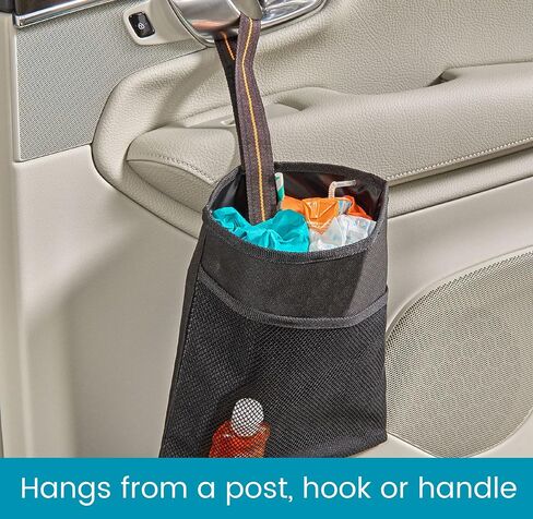 High Road Hanging Car Trash Bag with Waterproof Leakproof Liner, Storage Pocket and Adjustable Strap to Hang in The Front or Back Seat - Southwest in Kuwait