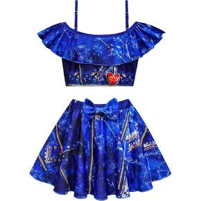 VARWANEO أحفاد ثوب السباحة للفتيات، الأميرة لطيف 2 قطعة ملابس السباحة الكرتون المطبوعة مجموعات بيكيني اللون -1،8-9 سنوات in Kuwait