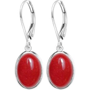 Oval Natural Yellow Citrine Quartz Jasper Stone Drop Earrings,Simple Dainty Sterling Silver Real Genuine Crystal Quartz Gemstone Dangle Earrings Jewelry Gift for Women (A02_Yellow Citrine) in Kuwait