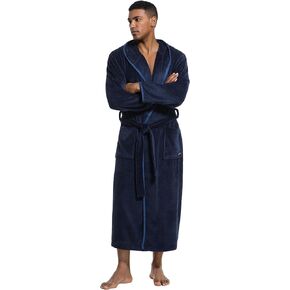 رداء SlumberMee رجالي من الصوف مع غطاء رأس فائق النعومة وطويل بطول كامل مع جيوب معطف منزلي فاخر in Kuwait