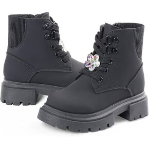 الفتيات القتال أحذية الجانب السوستة قوس قزح الدانتيل لباس الفتيات السود الأحذية لطفل صغير/طفل صغير/طفل كبير in Kuwait