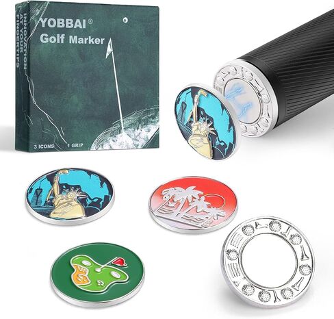 Golf Ball Marker Set with Magnetic Putter Grip Mount Golf Accessories for Men Women, Easy-to-Find Markers for Putting, Funny Golf Gifts, Unique Golf Gadgets for Golfer in Kuwait