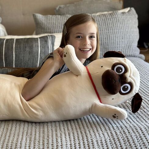 Maogolan Pug محشوة حيوان لمحبي الصلصال ، 43 بوصة عملاق الكلب Plush Super Super Body Pogyloy للأطفال البالغين المراهقين الفتيات عيد الميلاد عيد الحب عيد ميلاد in Kuwait