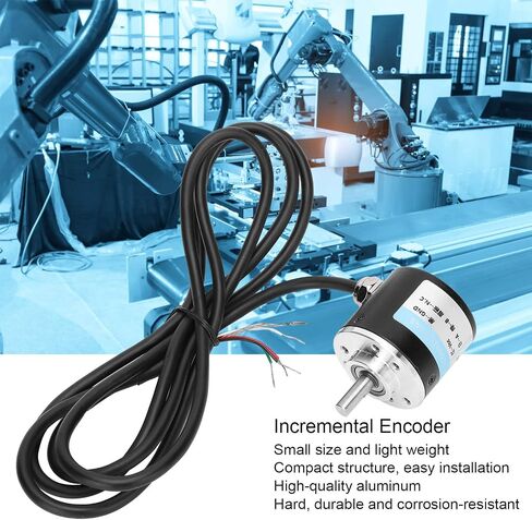 AB 2 Phase Incremental Encoder 5 24V DC Shaft for Office Automation Engineering, Excellent Quality Aluminum Material, 3000 6000rpm Speed, (500B) in Saudi Arabia