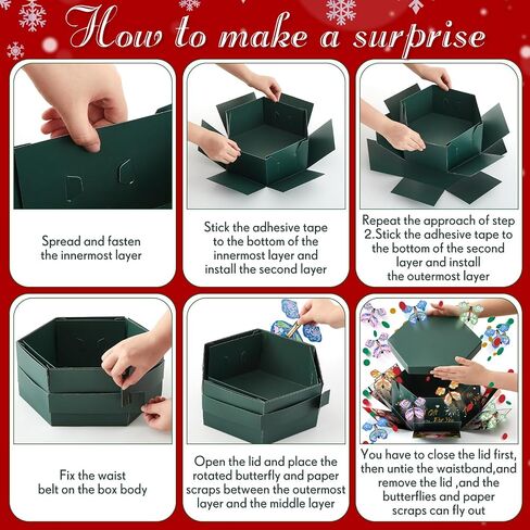 Dunzoom Flying Butterfly Surprise Gift Box,Mother's Day Gift Idea,Large DIY Birthday Explosion Box with 12 Pcs Flying Butterfly,Exploding Fantasy Decor for Birthday,Wedding,Anniversary Party in Saudi Arabia
