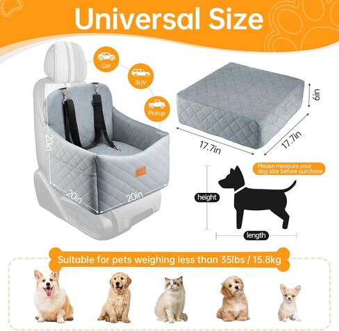 Dog Car Seats for Small Dogs, FurFrolic Memory Foam Dog Booster Seat for Small/Medium Dogs up to 35 lbs, Travel Pet Car Seat with Washable Detachable Cover, Storage Pockets, 2 Safety Belts (Brown) in Saudi Arabia