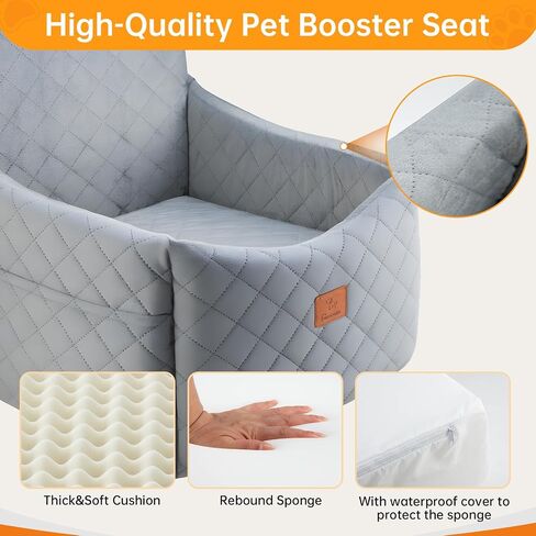 Dog Car Seats for Small Dogs, FurFrolic Memory Foam Dog Booster Seat for Small/Medium Dogs up to 35 lbs, Travel Pet Car Seat with Washable Detachable Cover, Storage Pockets, 2 Safety Belts (Brown) in Saudi Arabia