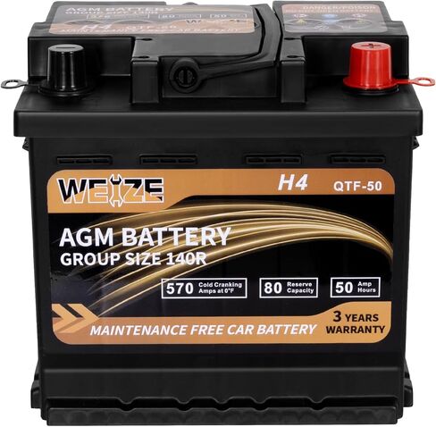 Weize Platinum AGM Battery BCI Group 49-12v 95ah H8 الحجم 49 بطارية السيارة، 160RC، 900CCA، ضمان 36 شهرًا in Kuwait